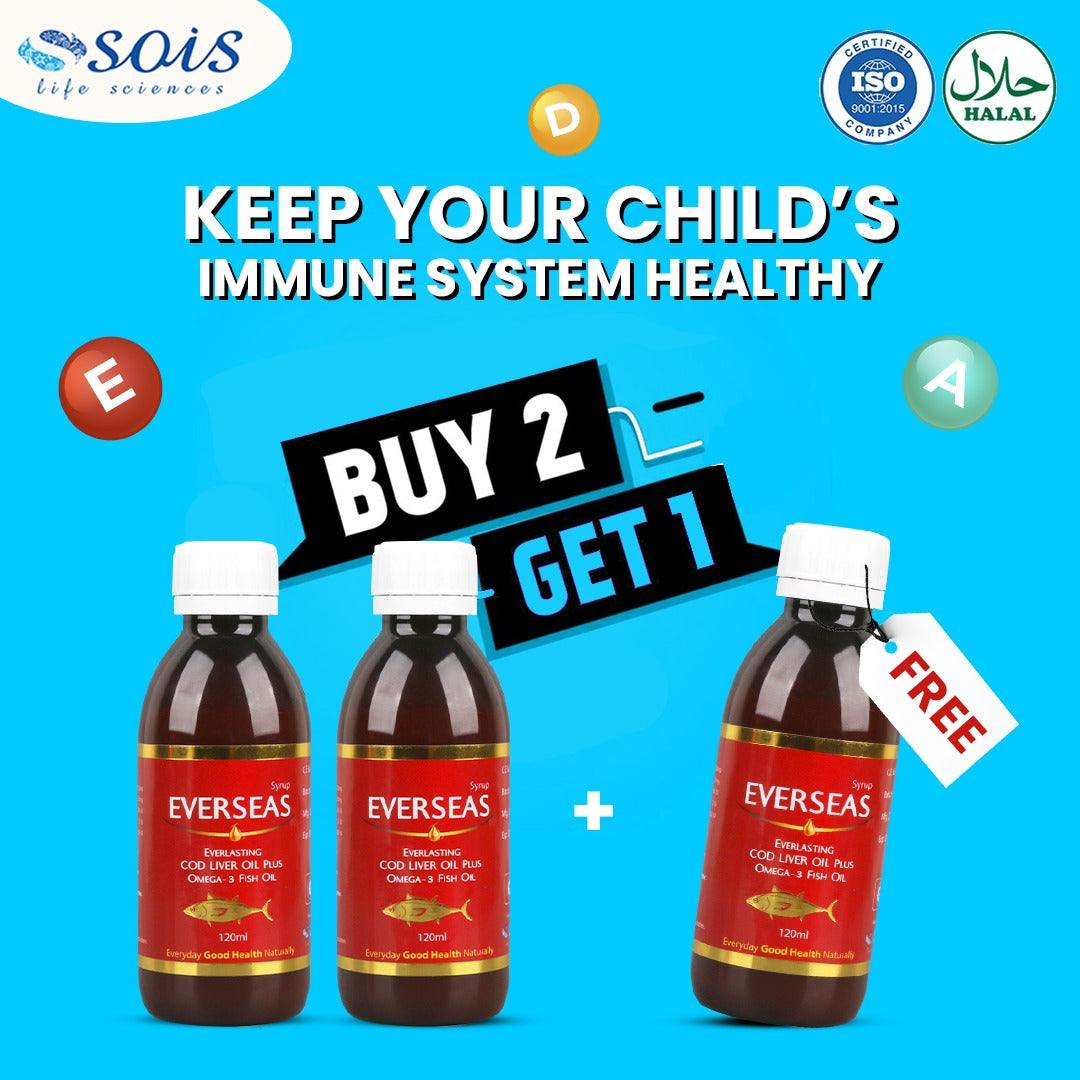 Everseas Cod Liver Oil Syrup – Buy 2, Get 1 Free! | Essential Nutrition for Kids